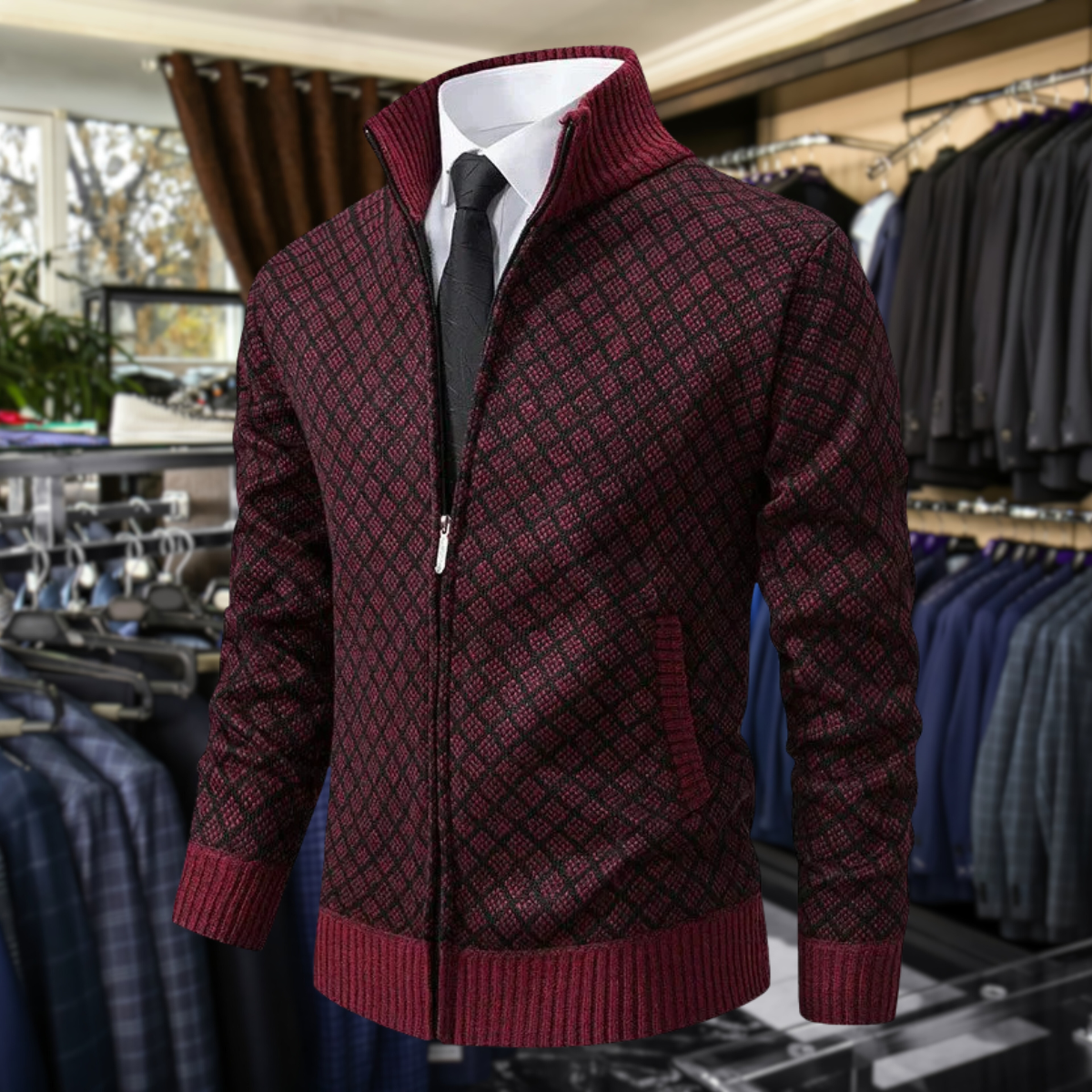 Élanford | Chaqueta Premium de Punto con Cremallera y Acabado Elegante